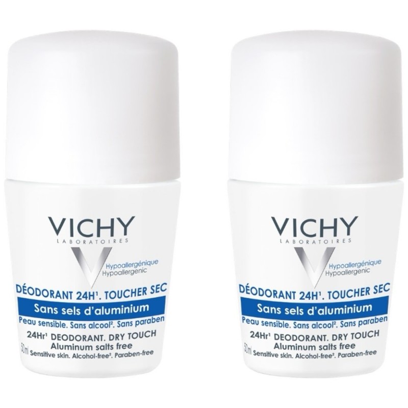 Vichy 24HR Aluminium Salt Free Dry Touch Deo Roll On Duo