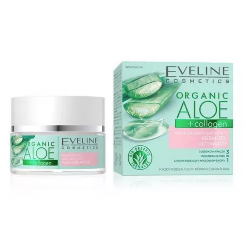 Eveline Organic Aloe & Collagen Moisturizing & Soothing Face Cream-Gel
