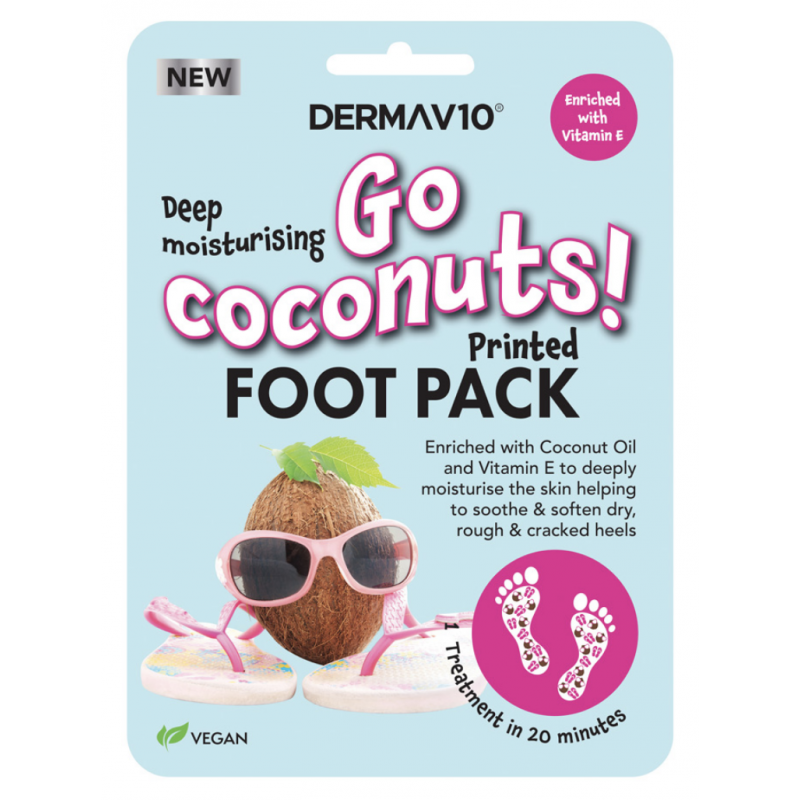 DermaV10 Go Coconuts Printed Foot Pack