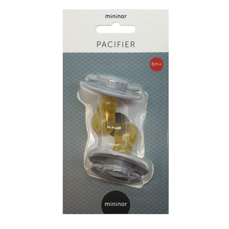 Mininor Round Pacifier Latex 6M Grey