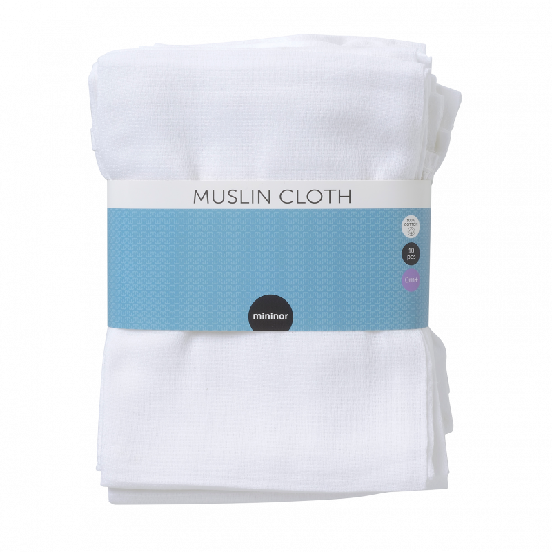 Mininor Muslin Towel White 10-pack