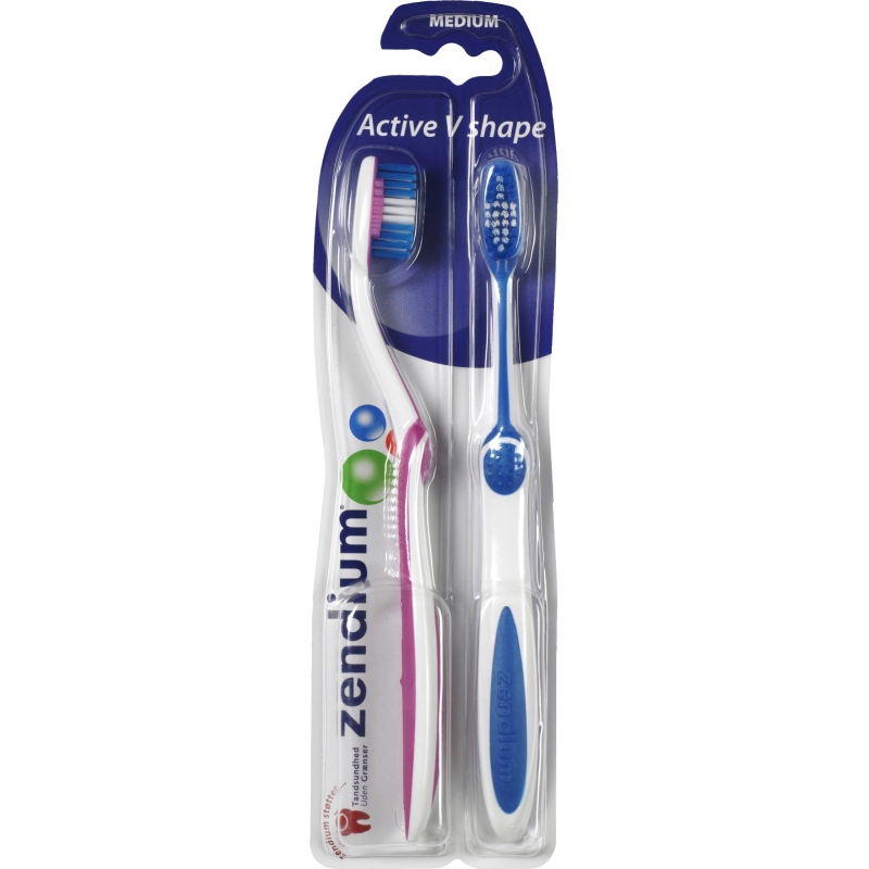 Zendium V-Shape Medium 2-pack Toothbrushes