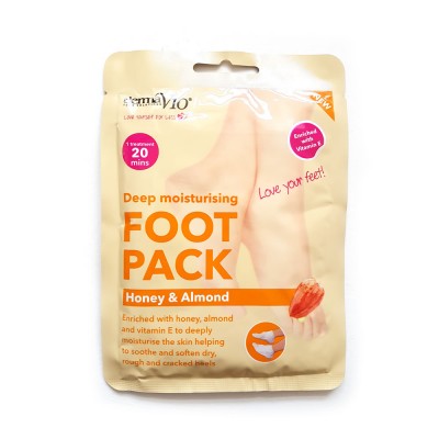DermaV10 Deep Moisturising Foot Pack Honey & Almond 1 pair