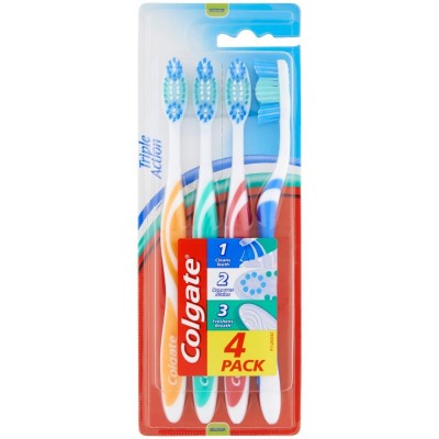 Colgate Triple Action Medium Toothbrushes 4 pcs