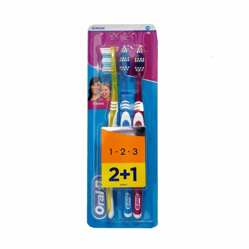 Oral-B 123 Classic Tannbørster Medium 3 Stk - 24.95 Kr + Fri Frakt Og ...