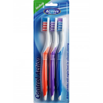 Active Oral Care Control Action Toothbrushes Medium 3 pcs