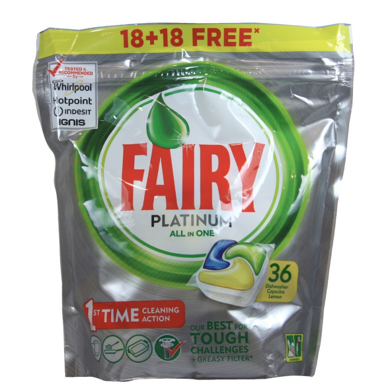 Fairy Platinum All In One Dishwasher Tablets Lemon 36 Kpl – 6.25