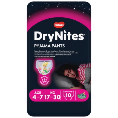 DryNites Girl Pyjama Pants 4-7 Years 10 kpl