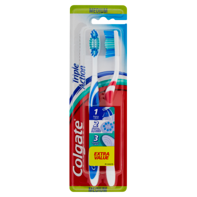 Colgate Triple Action Medium Toothbrushes 2 stk