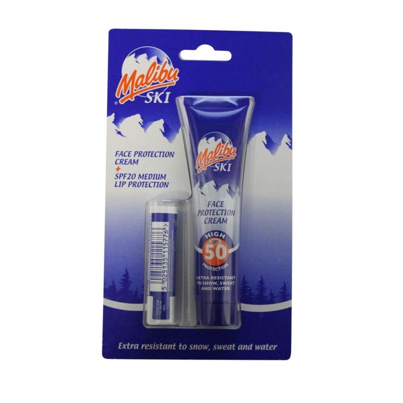 Malibu Ski Face Protection SPF50 & Lip Balm SPF20 40 ml + 4 g - 25.95 kr