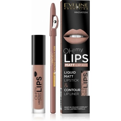 Eveline Oh My Lips Liquid Matt Lip Kit 01 Neutral Nude 4,5 ml + 1 kpl