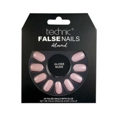 Technic False Nails Almond Gloss Nude 24 kpl
