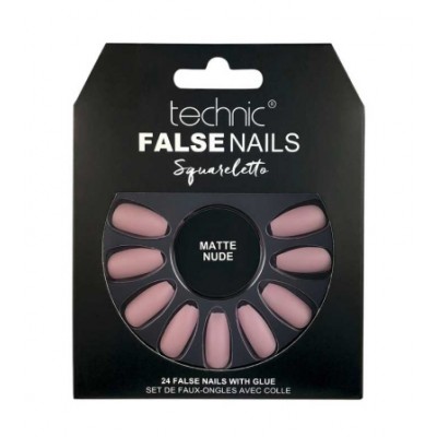Technic False Nails Squareletto Matte Nude 24 kpl
