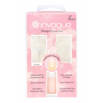 Invogue Full Cover Nails Oval Shape 120 stk + 3 ml