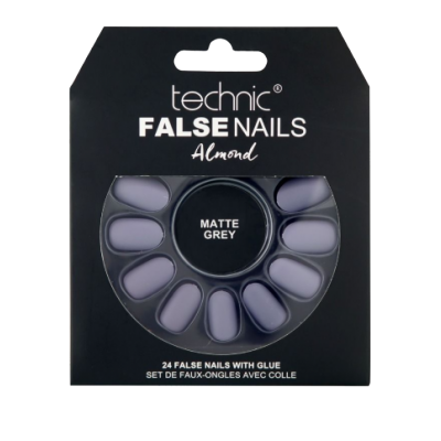 Technic False Nails Almond Matte Grey 24 pcs