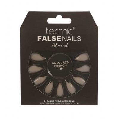 Technic False Nails Almond Coloured French Tip 24 stk