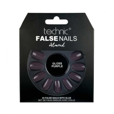 Technic False Nails Almond Gloss Purple 24 pcs