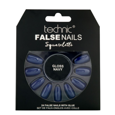 Technic False Nails Squareletto Gloss Navy 24 stk