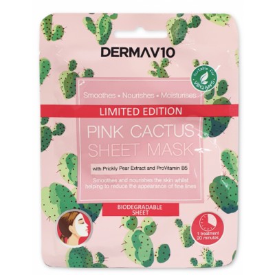 DermaV10 Pink Cactus Sheet Mask 1 st