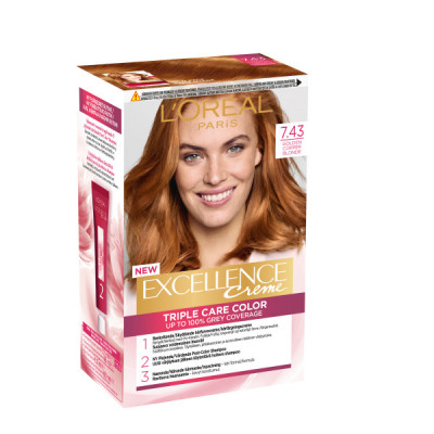 L'Oreal Excellence Creme Hair Color 7.43 Copper Golden Blonde 1 stk