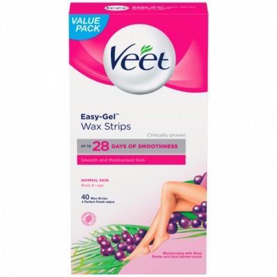 Veet Easy-Gel Wax Strips Normal Skin Body & Legs 40 st