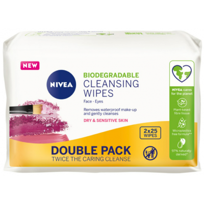 Nivea 3-in-1 Gentle Cleansing Wipes 2 Pack 2 x 25 pcs