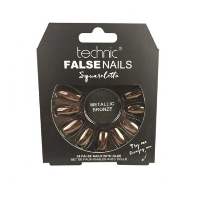 Technic False Nails Squareletto Metallic Bronze 24 pcs