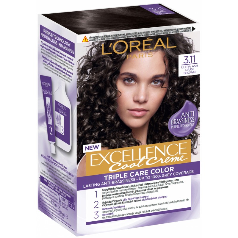 Loreal Excellence Creme Hair Color 311 Ultra Ash Dark Brown 1 Pcs £599 