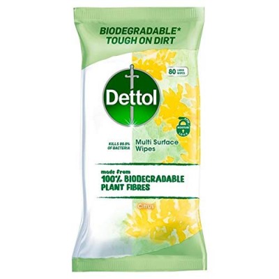 Dettol Biodegradable Surface Wipes Citrus 80 pcs