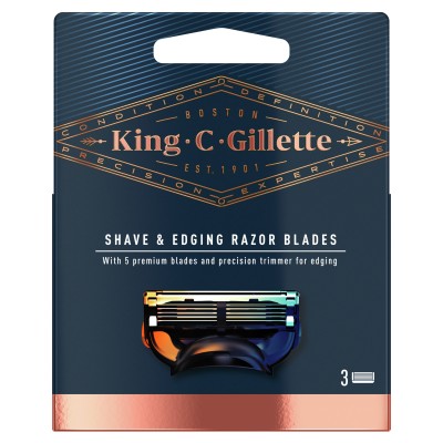 King C Gillette Precision Shave & Edging Razor Blades 3 pcs