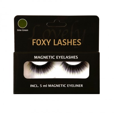 Foxy Lashes Magnetic Eyelash System Lovely Lime Green & Eyeliner 1 pari + 5 ml