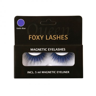 Foxy Lashes Magnetic Eyelash System Queen Exotic Blue & Eyeline 1 pari + 5 ml