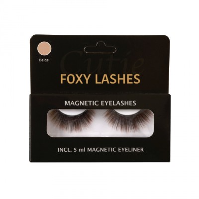 Foxy Lashes Magnetic Eyelash System Cutie Beige & Eyeliner 1 pari + 5 ml