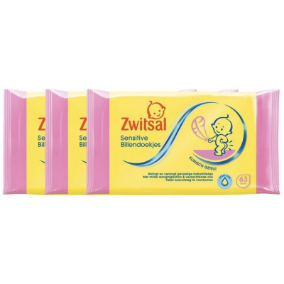 Zwitsal Baby Lotion Wipes Sensitive 3 Pack 3 x 65 pcs