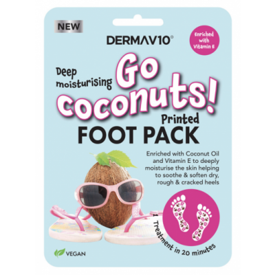 DermaV10 Go Coconuts Printed Foot Pack 1 pair
