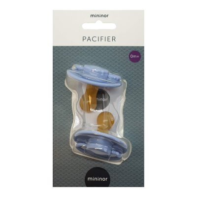 Mininor Round Pacifier Latex 0M Blue 2 pcs