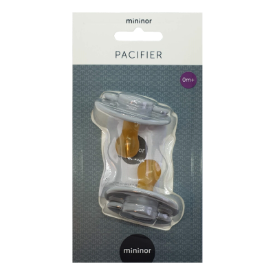 Mininor Round Pacifier Latex 0M Grey 2 pcs