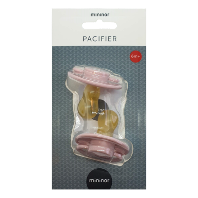 Mininor Round Pacifier Latex 6M Vaaleanpunainen 2 kpl