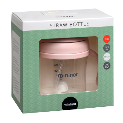 Mininor Straw Bottle Tritan Pink 220 ml