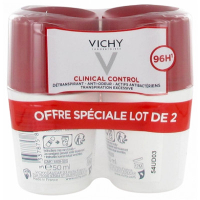 Vichy 96H Clinical Control Antiperspirant Anti-Odour Roll-On 2x 50 ml