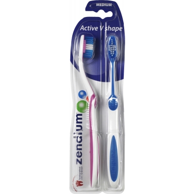 Zendium V-Shape Medium 2-pack Toothbrushes 2 pcs